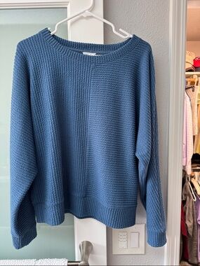 Tribal Slate Blue Ribbed Crewneck Sweater